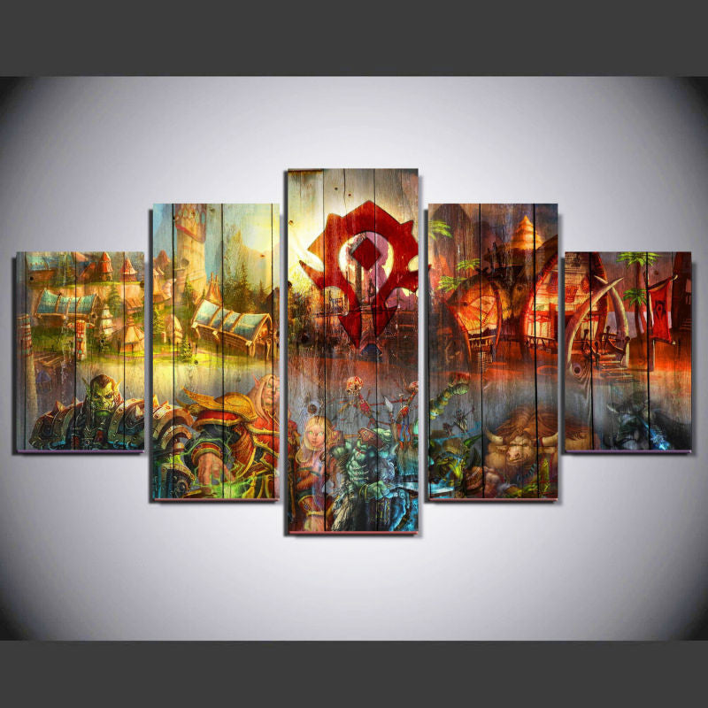 World of Warcraft 5 Pcs Wall Canvas -  - TheLedHeroes