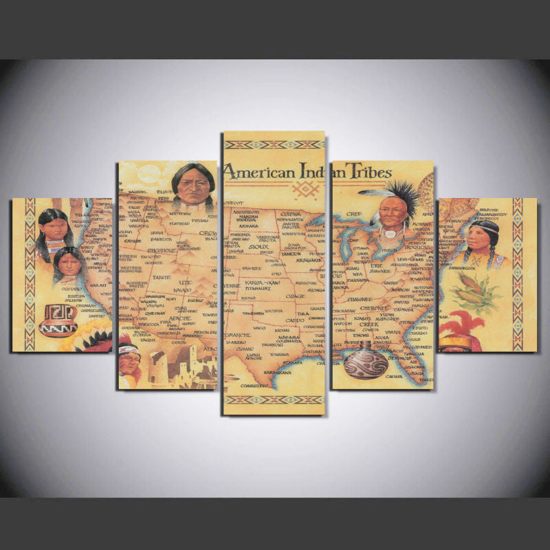 American Indian Tribes 5 Pcs Wall Canvas -  - TheLedHeroes