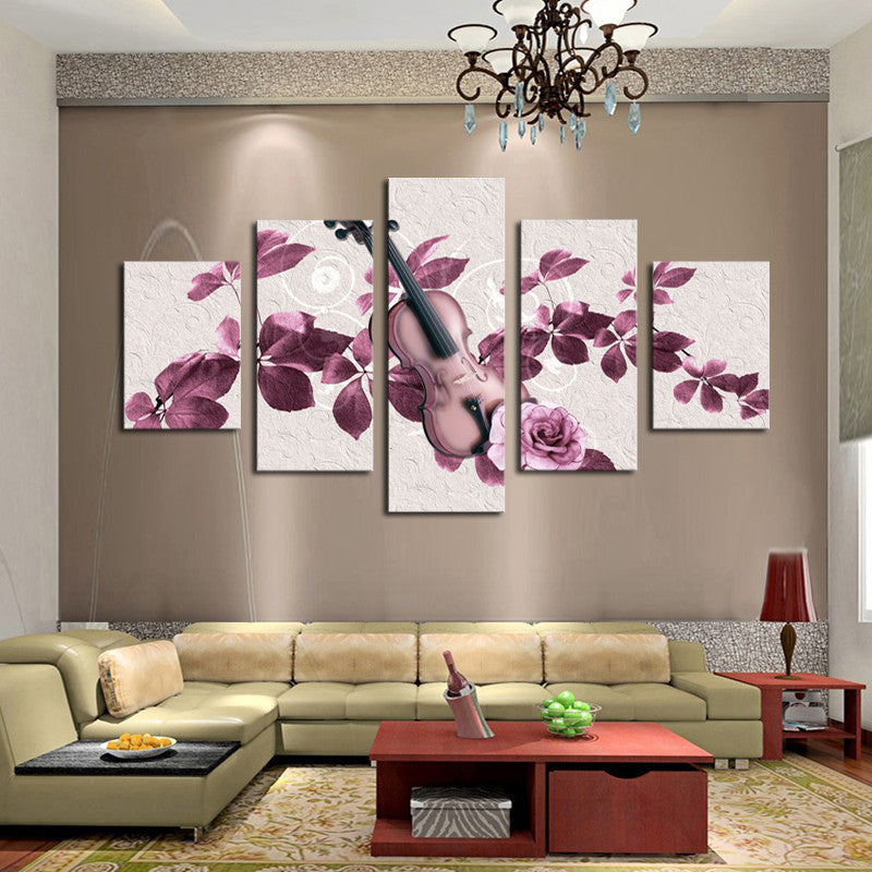 Pane Purple Flower 5 Pcs Wall Canvas -  - TheLedHeroes