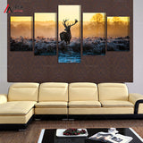 African sunset deer 5 Pcs Wall Canvas -  - TheLedHeroes