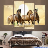 Brown Horse 4 Pcs Wall Canvas -  - TheLedHeroes