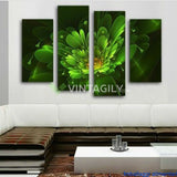 Bright green flower 4 Pcs Wall Canvas -  - TheLedHeroes