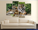 African Tigers 4 Pcs Wall Canvas -  - TheLedHeroes