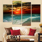 Hot Beach Seascape 4 Pcs Wall Canvas -  - TheLedHeroes