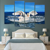 Two swans 4 Pcs Wall Canvas -  - TheLedHeroes