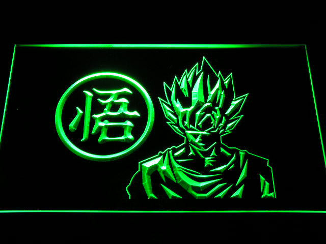 Dragon Ball Z GT Super Saiya Son Goku 2 LED Sign - Green - TheLedHeroes