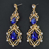 Long Crystal Drop Earrings - blue gold - TheLedHeroes