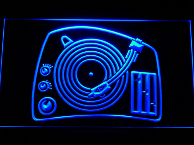 DJ Turntable Mixer Music Spinner LED Sign - Blue - TheLedHeroes