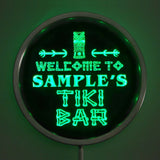 TIKI BAR Name Personalized Round Custom LED Sign - Green - TheLedHeroes