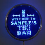 TIKI BAR Name Personalized Round Custom LED Sign - Blue - TheLedHeroes