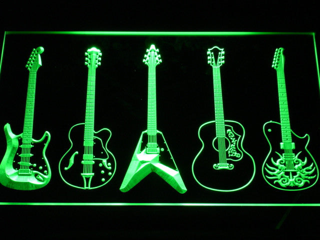 Guitar Weapons Band Room LED Sign - Green - TheLedHeroes