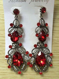 Long Crystal Drop Earrings - vintage red - TheLedHeroes