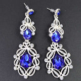 Long Crystal Drop Earrings - blue silver - TheLedHeroes