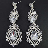Long Crystal Drop Earrings - white silver - TheLedHeroes