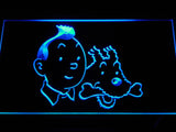 Tintin and Snowy Adventures Comic LED Sign - Blue - TheLedHeroes