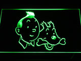 Tintin and Snowy Adventures Comic LED Sign - Green - TheLedHeroes