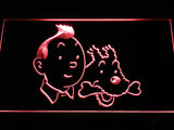 Tintin and Snowy Adventures Comic LED Sign - Red - TheLedHeroes