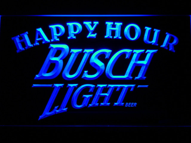 Busch Light Beer Happy Hour Bar LED Sign - Blue - TheLedHeroes