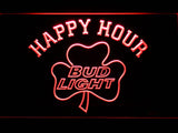 Bud Light Shamrock Happy Hour Beer Bar LED Sign - Red - TheLedHeroes