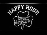 Bud Light Shamrock Happy Hour Beer Bar LED Sign - White - TheLedHeroes