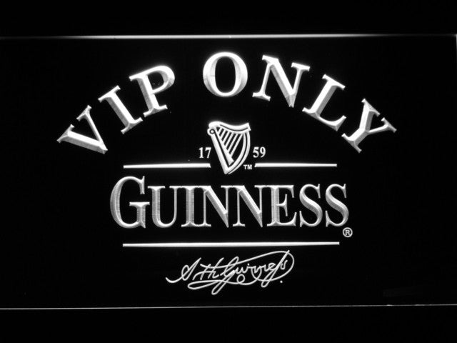 Guinness Beer VIP Only LED Sign - White - TheLedHeroes
