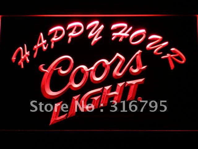 Coors Light Happy Hour Beer Bar LED Sign - Red - TheLedHeroes