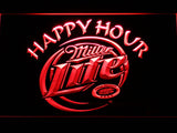 Miller Lite Happy Hour Beer Bar LED Sign - Red - TheLedHeroes