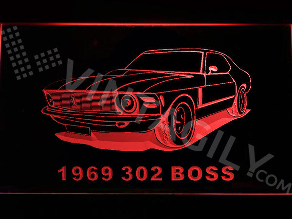 FREE Ford 302 Boss 1969 LED Sign - Red - TheLedHeroes