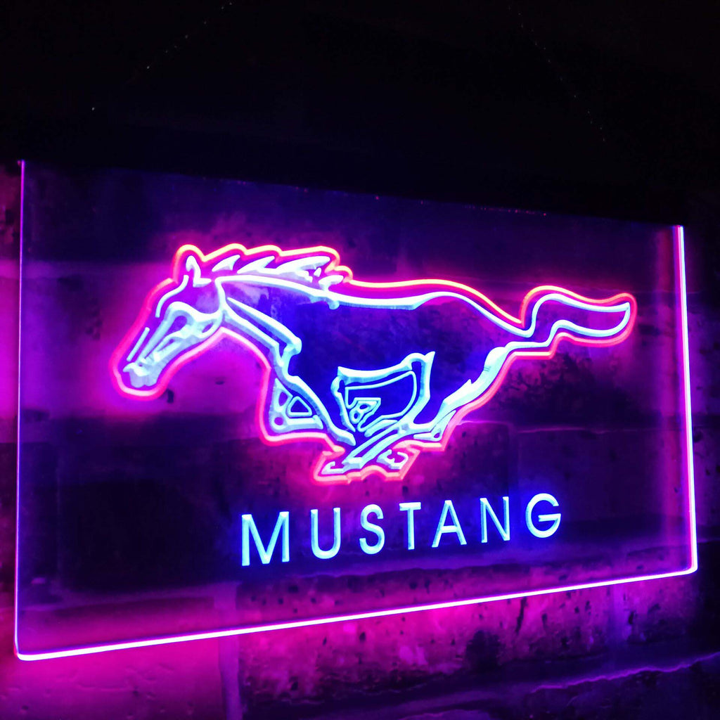 Ford Mustang Dual Color Led Sign - Normal Size (12x8.5in) - TheLedHeroes